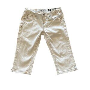 Miss Me Girls White Denim Capri Jeans Size 14 Embellished Pockets